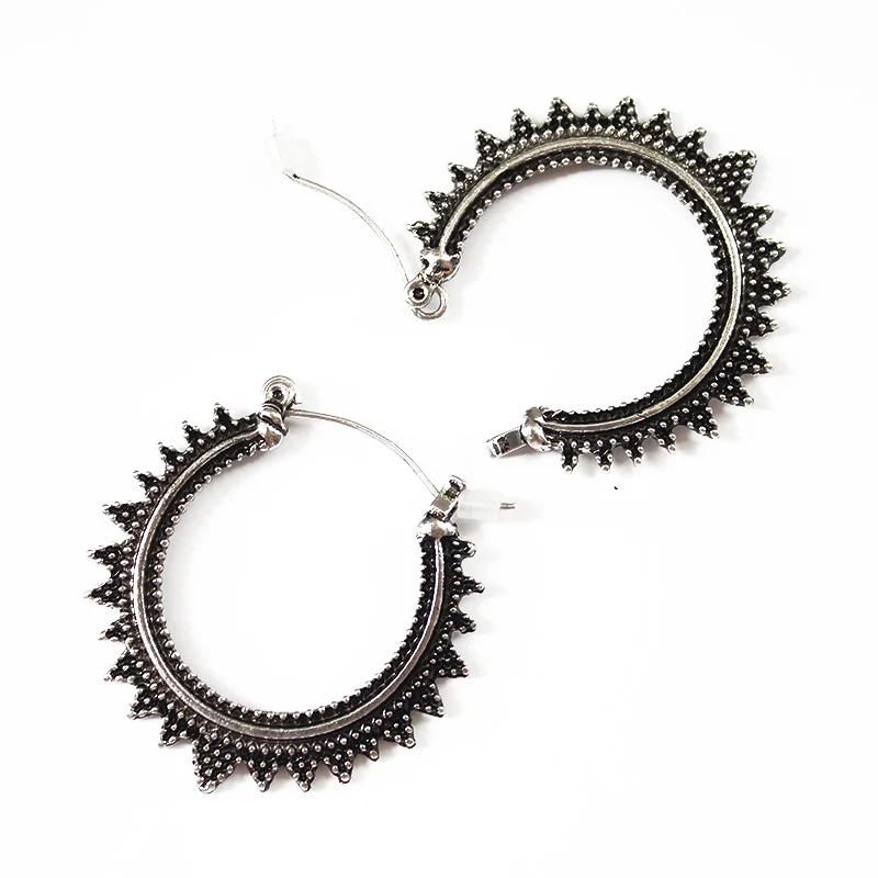 ISINYEE Vintage Round Small Hoop Earrings For Women Girls Antique Tibetan Gold Silver Circle Ear Bohe Ethnic Indian Jewelry - Image 4