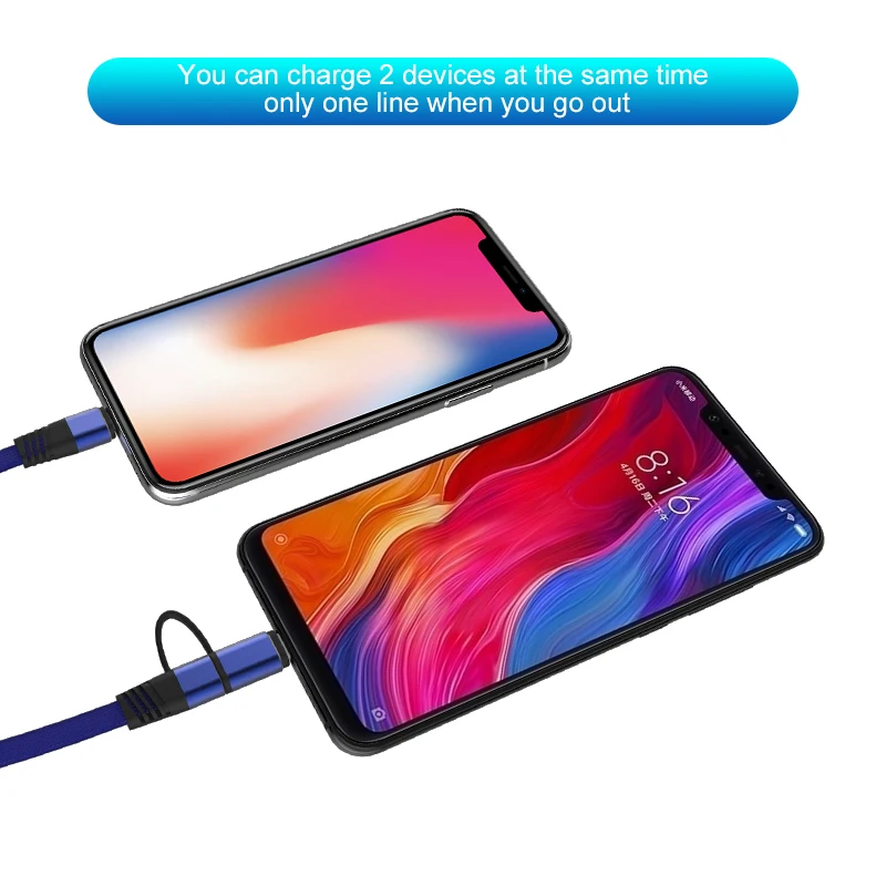 1,2 м Micro usb type-C Pin телефонный кабель практичный 3 в 1 кабель для зарядки для Iphone X 8 7 6s Plus кабель для зарядки данных для samsung S9