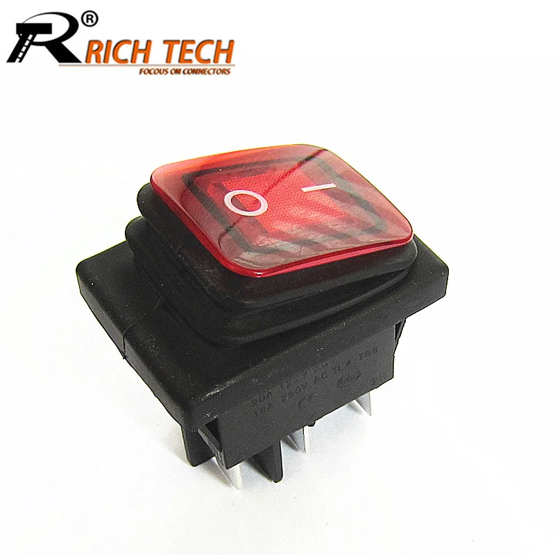 

10PCS KCD2 KCD4 Waterproof Boat Rocker Switch 2 Positions 4pin/6pin Cooper Feet Push Button Switch with Light Black/Red/Green