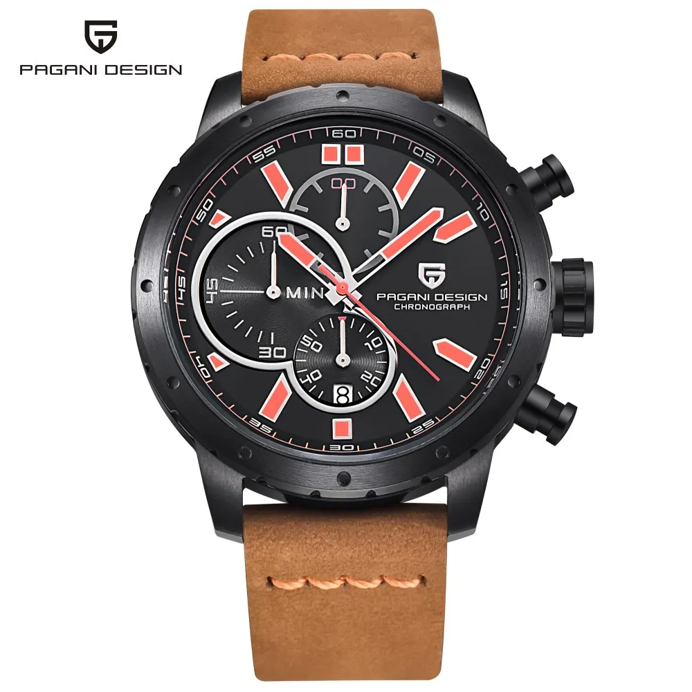  Watches Men Waterproof Chronograph Sport Quartz Watch Luxury Brand PAGANI DESIGN Military Wristwatc