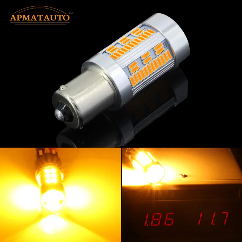 2x Canbus без супер вспышки Янтарный 1156 P21W BA15S PY21W BAU15S 7440 W21W WY21W T20 светодиодный фонарь