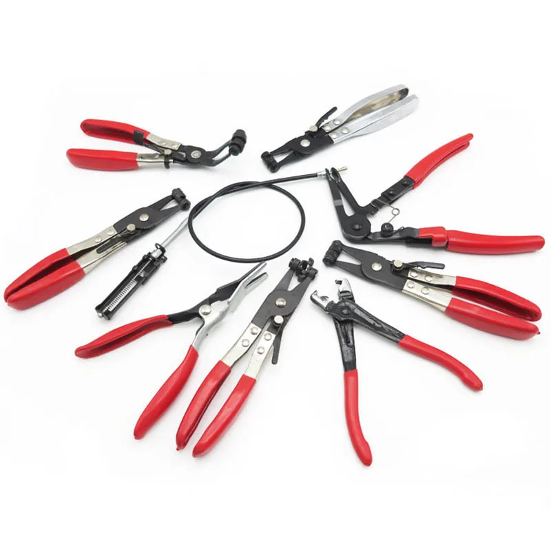 

Auto/Car Repairs Bent Nose Hose Clamp Pliers Hand Tools Cable Type Flexible Wire Long Reach Hose Clip Pliers Hand Tools Set