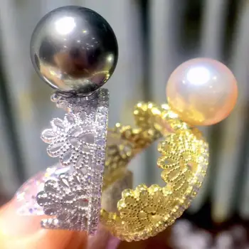 

Exquisite Lacy 925 Sterling Silver Adjustable Ring Settings Findings Mountings Parts for Oyster Pearl Corals Jade Beads Stones