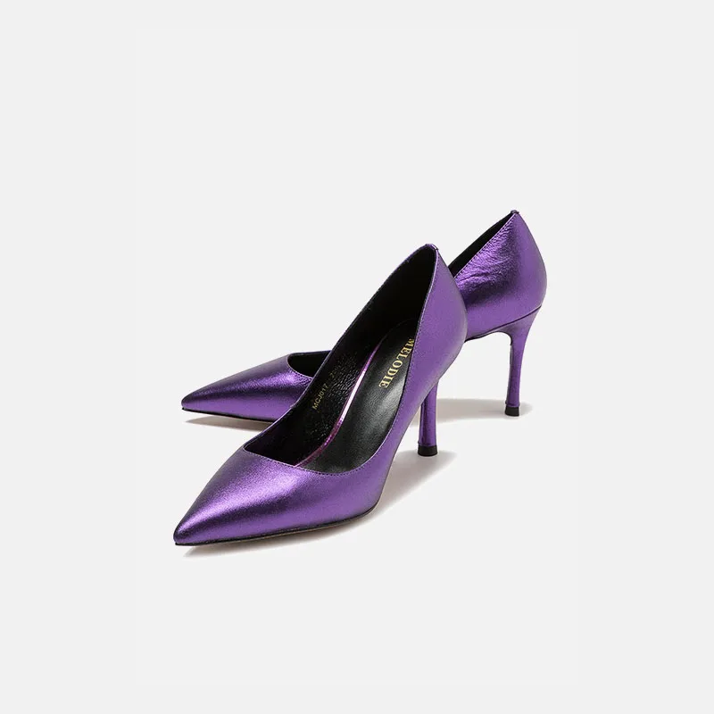 

MELODIE 2019 New Style Genuine Leather Pointed Toe Shallow High Heels Shoes Woman Thin Heels Joker Commuting Women Shoes MCJ017