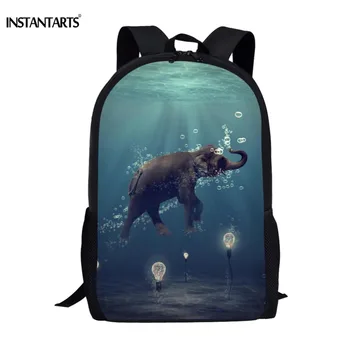 

INSTANTARTS The Dreamer Elephant Print Shoulder Backpack Casual Boys Girls School Bags Brand Design Big Fashion Rucksack Satchel