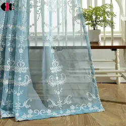 Европейские роскошные цветочные вышитые Sheer шторы для спальня пастырской хлопок белье французский окна простыня панель WP014C
