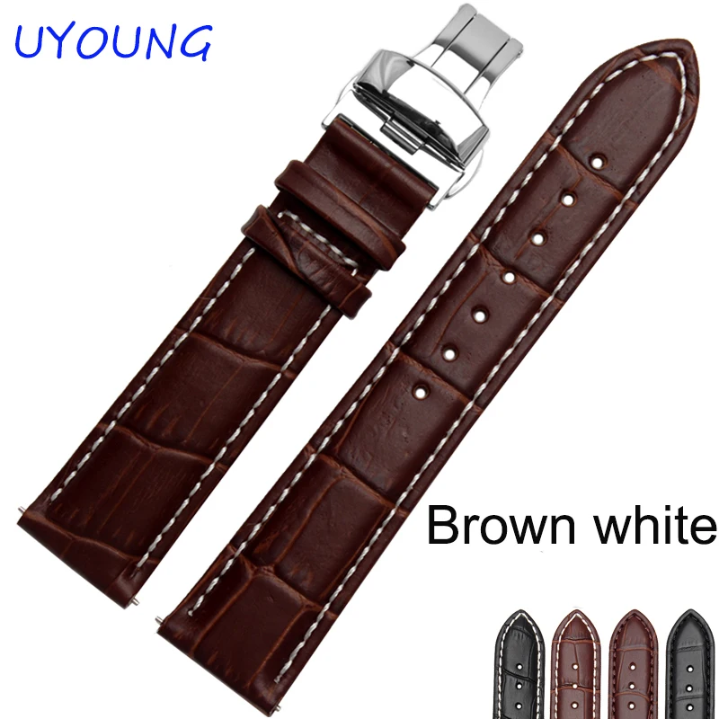 Premium Genuine Leather Watchband - Black Brown Watch Accessories Strap Bracelet