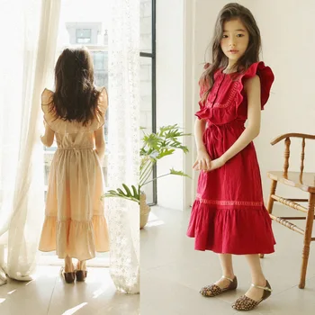 

Girl Dresses Solid Red Girl Dresses 2019 Summer Style Children's Clothing Dresses For Girl Vestido Infant Girl Clothes Princess