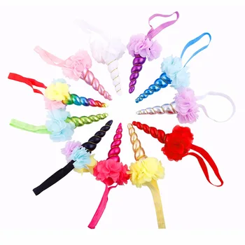 

100pcs/lot Unicorn Headband,Girls And Kids 5'' Glitter Metallic / Felt Unicorn Horns Shimmery Glitter Headband Hairbow33 kind