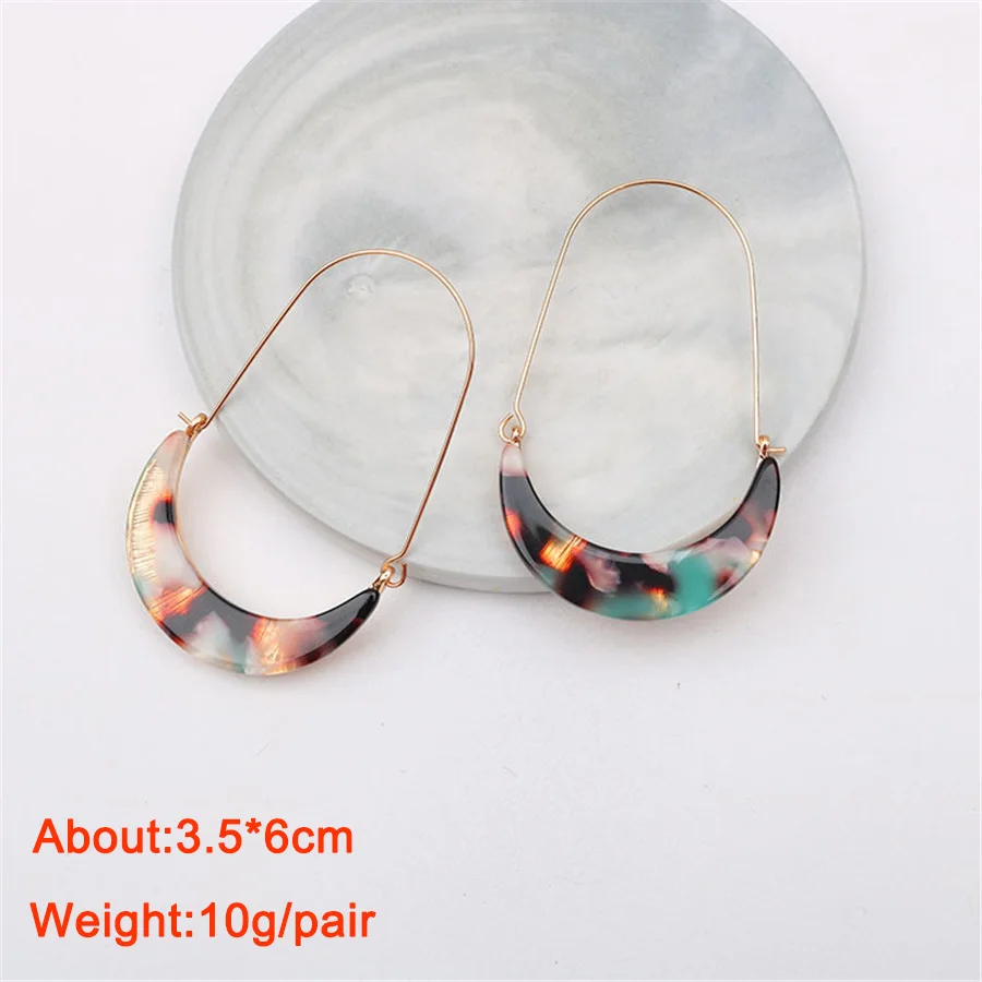 Donarsei Fashion ZA Crescent Leopard Acrylic Earrings For Women Boho Acetate C U Shape Drop Dangle Earrings Statement Jewelry - Окраска металла: 27