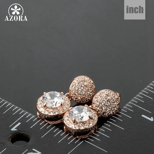 Серьги подвески из двух частей с фианитом 2 карата|azora rose gold|drop earringsearrings drops |