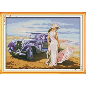 

Everlasting Love Christmas Car Model Ecological Cotton Chinese Cross Stitch Kits Counted Stamped Product 14 CT Sales Promotion