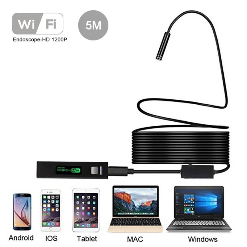 

5M 8LED WiFi Endoscope Borescope 8mm Snake Tube Camera IP68 wifi box + power bank for Car diagnostic