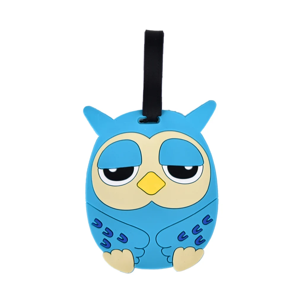 1PCS Cute Cartoon Silica Gel Animal Owl Suitcase Baggage Boarding Tags Portable Travel Label Travel Large Luggage Tag