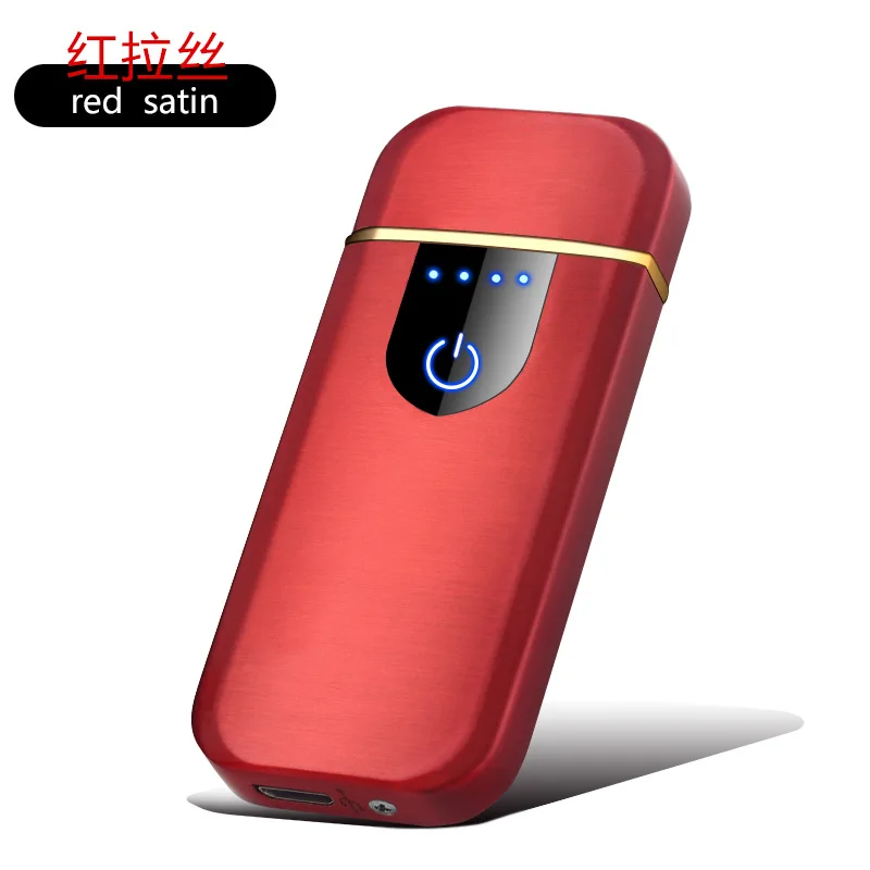 Отпечаток пальца сенсорная USB зарядка Зажигалка анти-ветер творческая личность ультра-тонкий сетевой Красный Мужской электронный прикуриватель