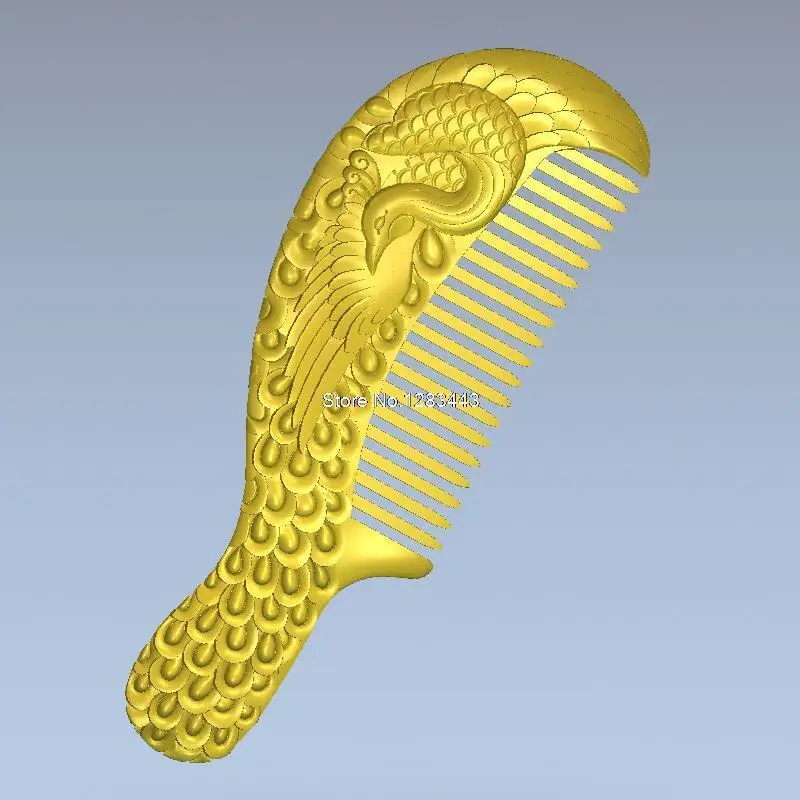 Comb with peacock 3d model relief for cnc in STL file format 3D CNC machine | Инструменты