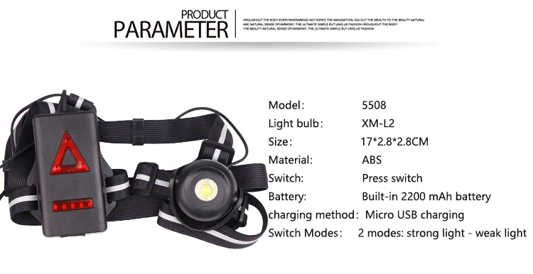 Новый Ночной открытый ходовой свет XM-L2 светодиодный нагрудный задний предупреждающий фонарь для бега фонарик велосипедный фонарь