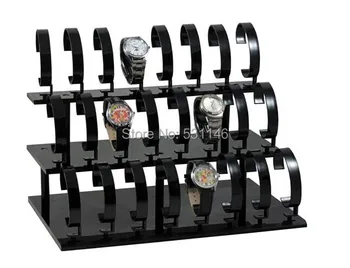 

Black color Three-layer Acrylic Watch Display Rack Holder Show Stand 5pieces/lot