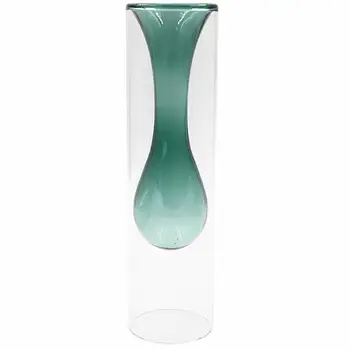 

Nordic Simple Double-Layer Colored Glass Vase Creative Transparent Vase Desktop Ornaments Personality Hydroponics Flower Pot