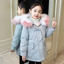 Girls Cotton-padded Outerwear Coats 2018 Winter Children Warm Clothes Girls Hooded Faux Fur Collar Jacket 4 6 8 10 12 13 Years 40 degrees girls white duck down outerwear coats 2018 winter children warm clothes fashion real fur collar jacket 5 14 years