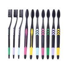 10 шт. зубная щетка с бамбуковым углем, нанотехнология, зубная щетка для путешествий, Экологичная зубная щетка с мягкой щетиной, личная забота