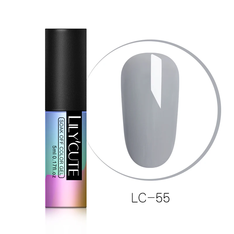 LILYCUTE замочить от УФ 5 мл серый серия чистый цветной гель для ногтей лак стойкий коричневый лак для ногтей - Цвет: LC55