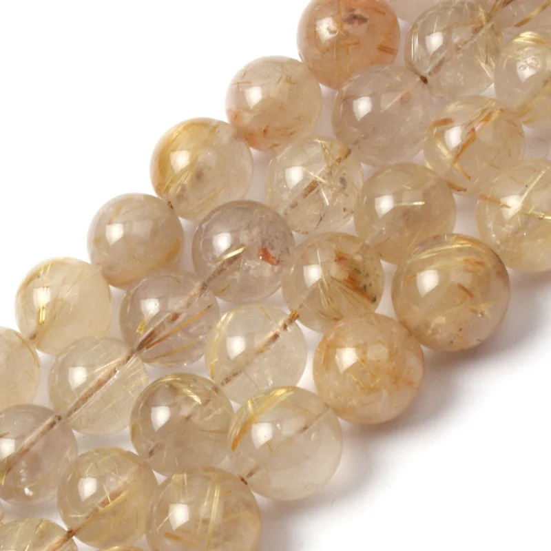 

10mm Natural gold Rutilated Quartz Beads DIY spacer Beads For jewelry Making Strand 15" wholesale ! Free Shipping !