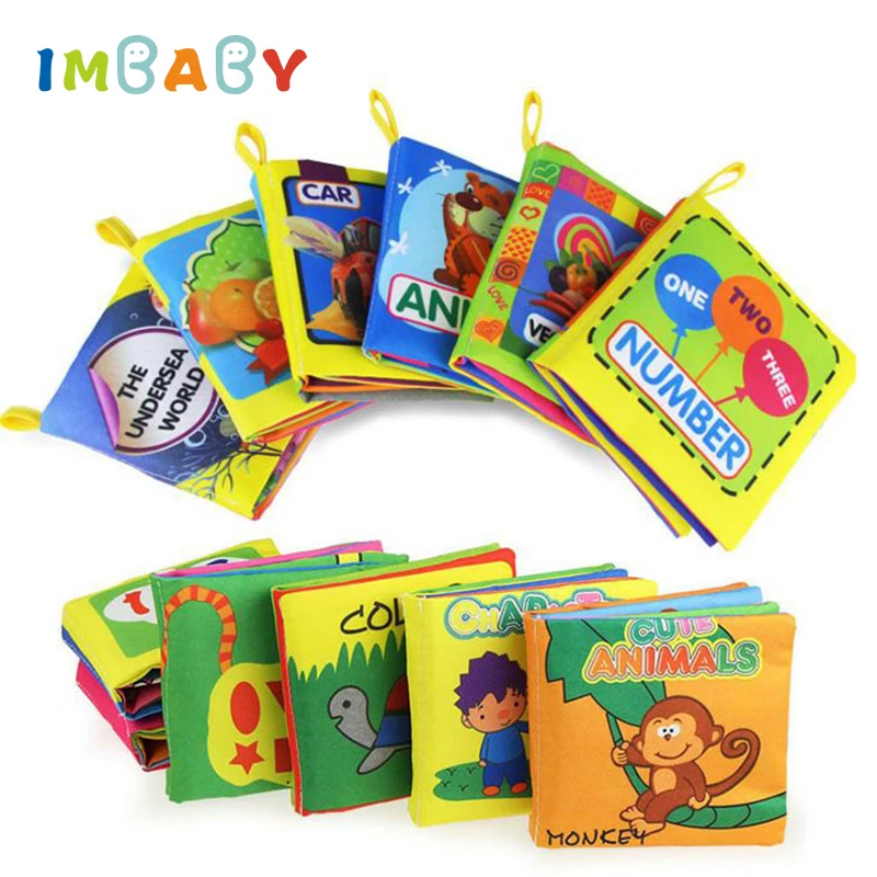

IMBABY Baby Cloth Quiet Books Learning Resources Cloth Book Fabric Kids Children Book Kid 9-Types English Quiet Book Baby