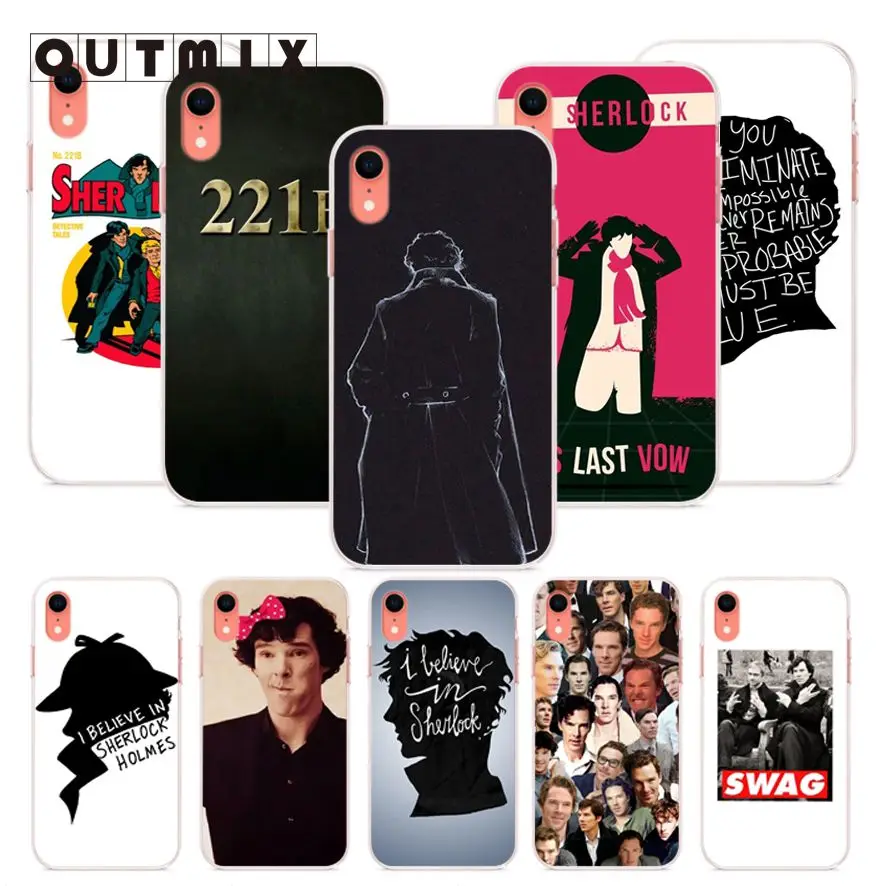 

OUTMIX Benedict 221B Phone Back TPU Cover Case For iPhone 6 6s 7 8 X 5 5S SE 6plus 7plus 8plus XR XS max case coqoe