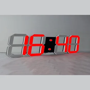 

LED Mirror Alarm Clock Digital Remote Control Wake Up Light Electronic Large Hollow Design Home Decoration US Plug