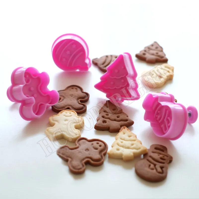 4pcs set christmas ginger bread tree snowman jingle bell christmas tree plunger cutter