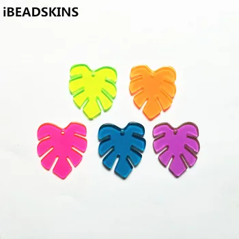 

New arrival! 30x26mm 100pcs acrylic Neon effect feather-shape charms for stud earrings/earrings accessories/Earring parts DIY