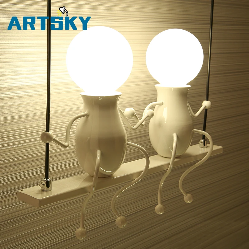

red iron Wall light sconce for kid's room Creative Modern Living Room Bedroom Hallway Stairs Balcony Lamps korean LED wall Lamp