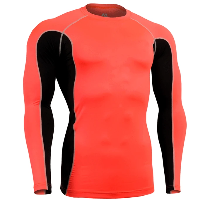 Быстросохнущая Мужская компрессионная рубашка для бега, топы, дышащая бодибилдинг, фитнес, футболка для бега, функциональные тонкие футболки спортивные - Цвет: Коричневый