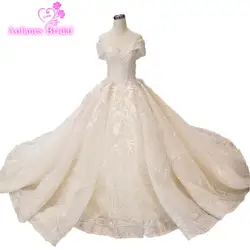 2019 Vestido De Noiva бальное платье принцессы Свадебные платья дизайнер Crsytals бисера кружево свадебное платье с аппликацией развертки поезд Mariage
