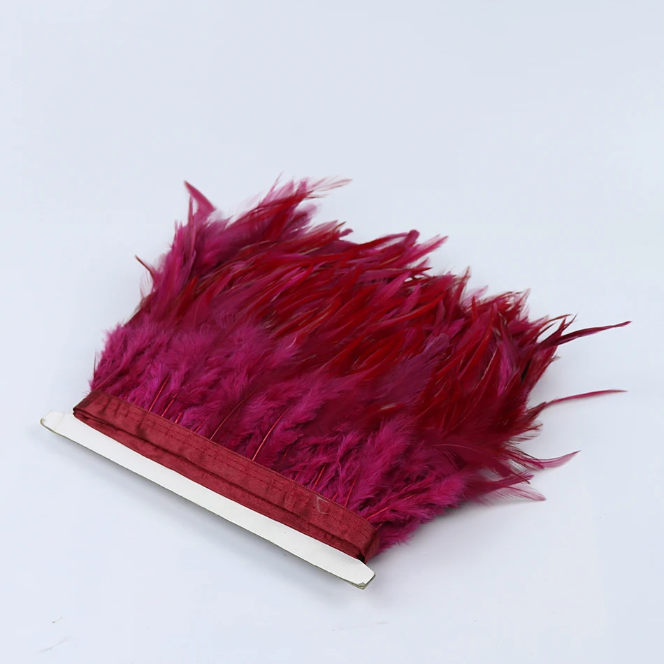 6 burgundy rooster saddle feather trims 2