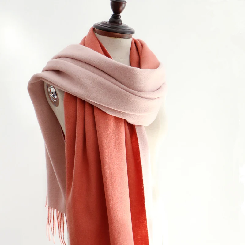 Leo anvi, зимний шарф из шерсти, два цвета, высокое качество, сохраняет тепло, Пашмина, для женщин, шаль, длинная, с кисточками, накидка, шали и палантины - Цвет: 1