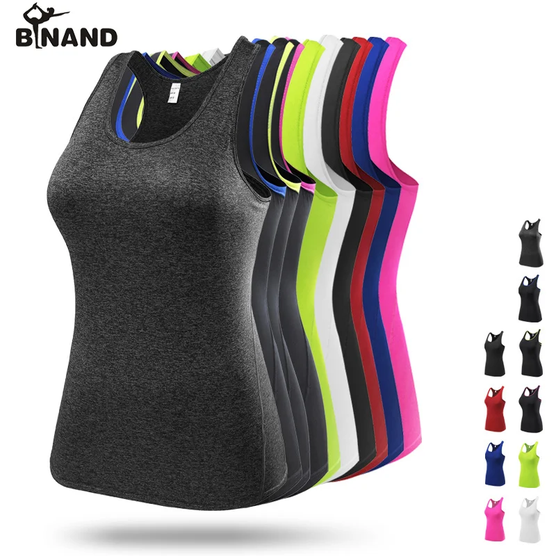 

BINAND Females Sexy Breathable Sleeveless Running Yoga Vest Elastic Tights High Impact Workout Gym Fitness Sports Tank Top