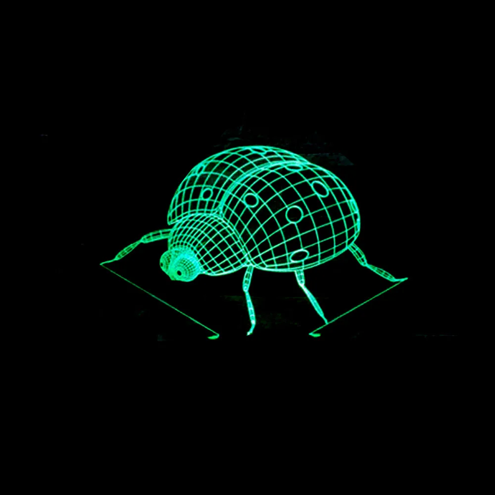 Новый 2018 ночь насекомых божья коровка septempunc 3D светодиодный лампы новинка ночник