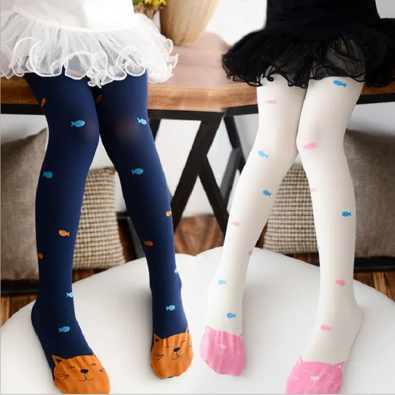 

Autumn Spring children girls tights Velvet candy colors Cute Cat Fish Tights for baby kids Girls Pantyhose Stocking