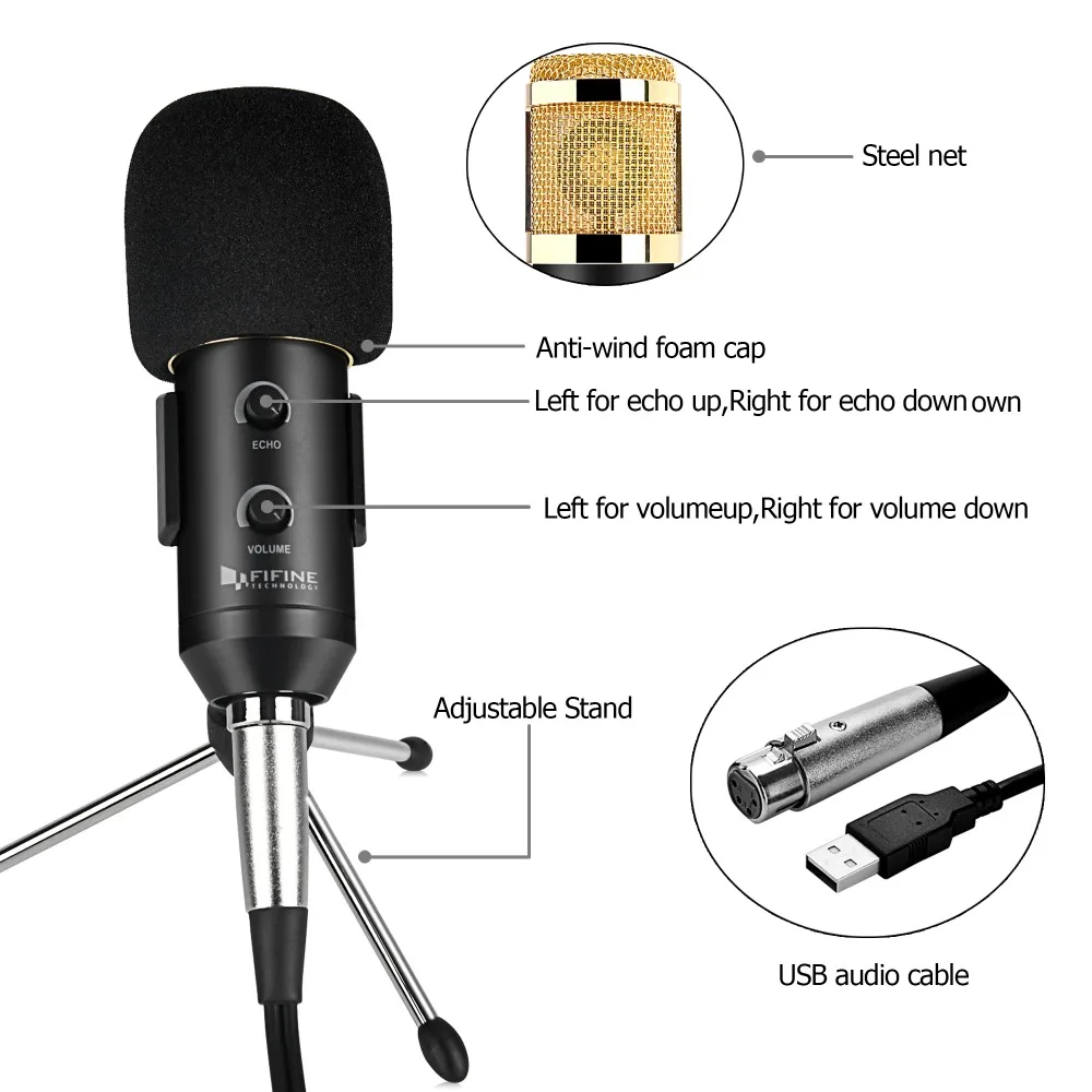 Fifine Microphone Set, Gaming Streaming USB PC RGB Microphone Kit on  Mac/Windows, Computer Condenser Cardioid Mic with Arm Stand, Shock Mount,  for Music Recording, Podcast, -A6T White : : Musical  Instruments, Stage