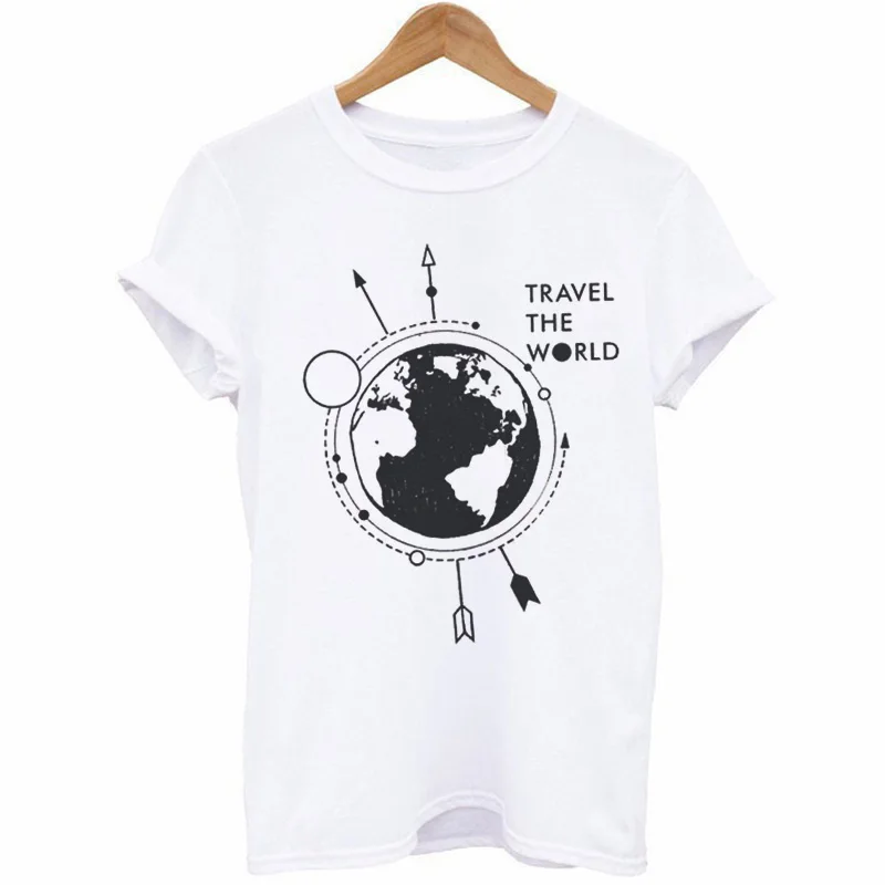 Summer Women T Shirt Cosmic Belief Harajuku New Ins Travel The World Tshirt Women Cartoon Printed Vogue Casual Tee Shirt Femme - Цвет: 2300