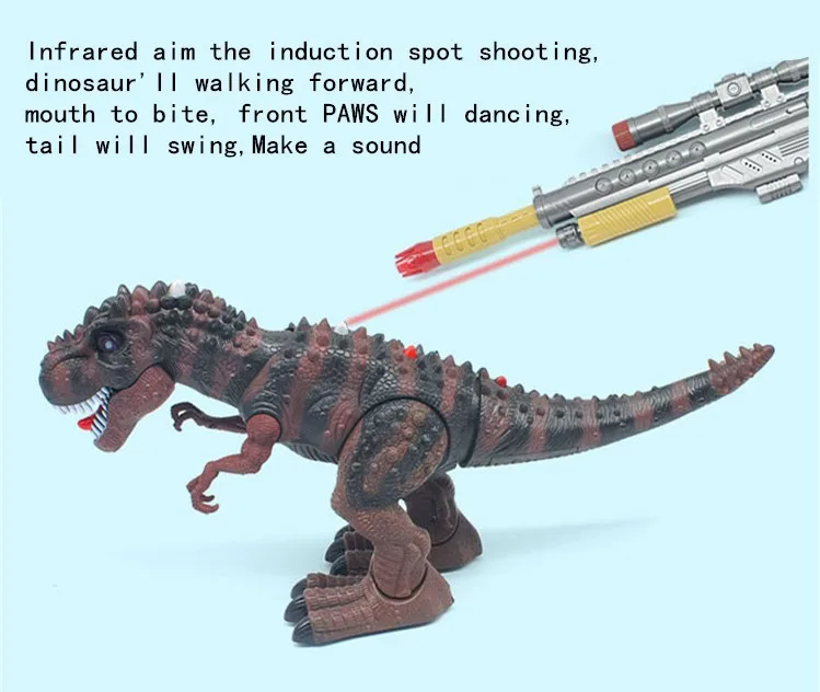 [Горячая] Юрский Мир снайперская винтовка инфракрасный пульт дистанционного управления RC вспышка и Звук T-игрушка Rex фигурка использовать пистолет RC динозавр движущаяся игрушка
