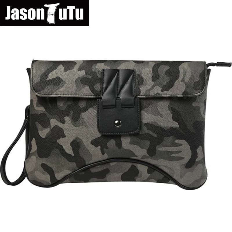 

JASON TUTU Messenger bag men leather Camouflage shoulder bags male Famous brand design clutch crossbody bags for men B440