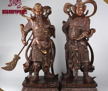 

23" China Bronze Guan Yu Warrior Guardian Dragon Wei Tuo Bodhisattva Statue