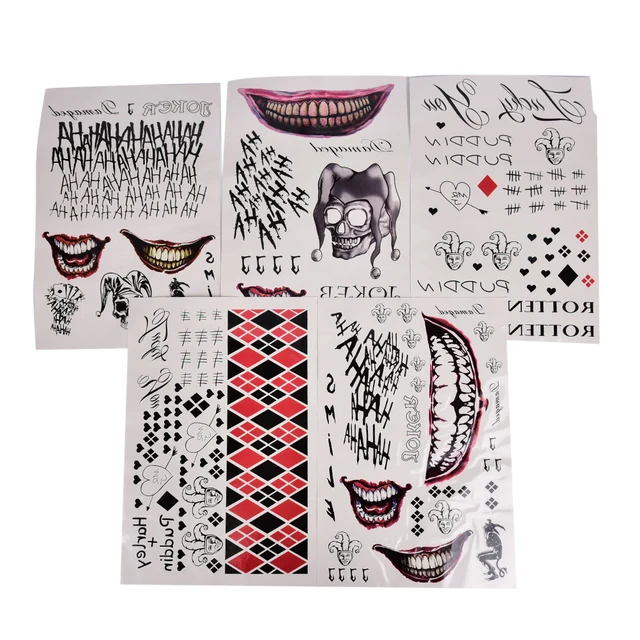 Joker Temporary cosplay Tattoos Suicide Squad Costume Halloween