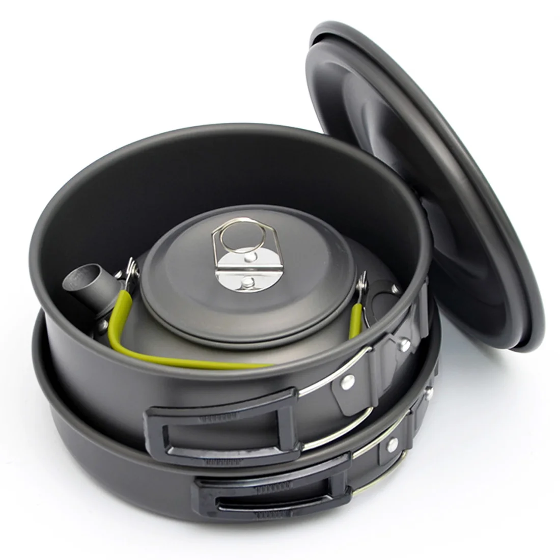 

3pcs/Set Portable Camping Pot Pan Kettle Set Aluminum Alloy Outdoor Cookware Tableware Teapot Cooking Tool for Picnic BBQ