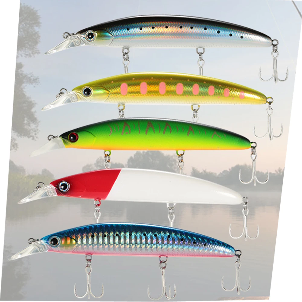 

Trulinoya 5pcs/Lot Minnow Lure 11cm 3D Floating Fishing Lures Artificial Bait Hooks Bass Tackle Mixed 5 color for Pesca