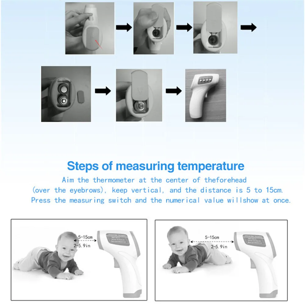 Цифровой инфракрасный термометр Детский Взрослый лоб Бесконтактный ЖК-дисплей подсветка инфракрасный пистолет-термометр Termometro Infravermelh