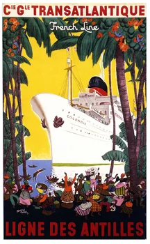 

Vintage Advertising Poster French Line To French Antilles Classic Canvas Paintings Vintage Wall Posters Stickers Home Decor Gift